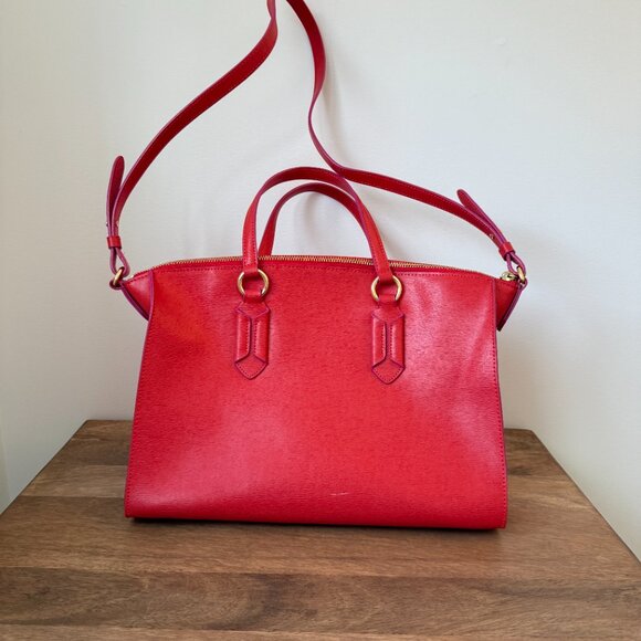 Lauren Ralph Lauren Red Leather Zip Satchel Crossbody (NWT) - Picture 9 of 10